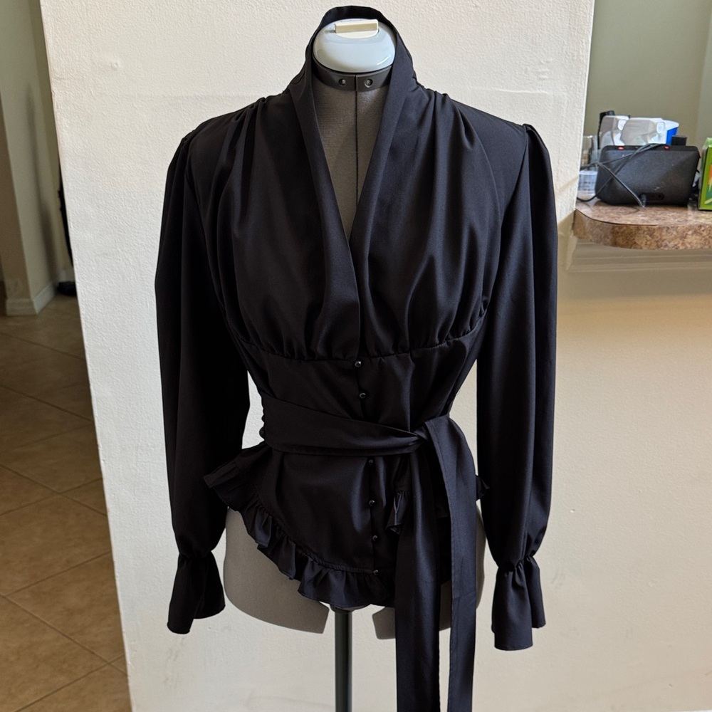Elegant Black Wrap Blouse